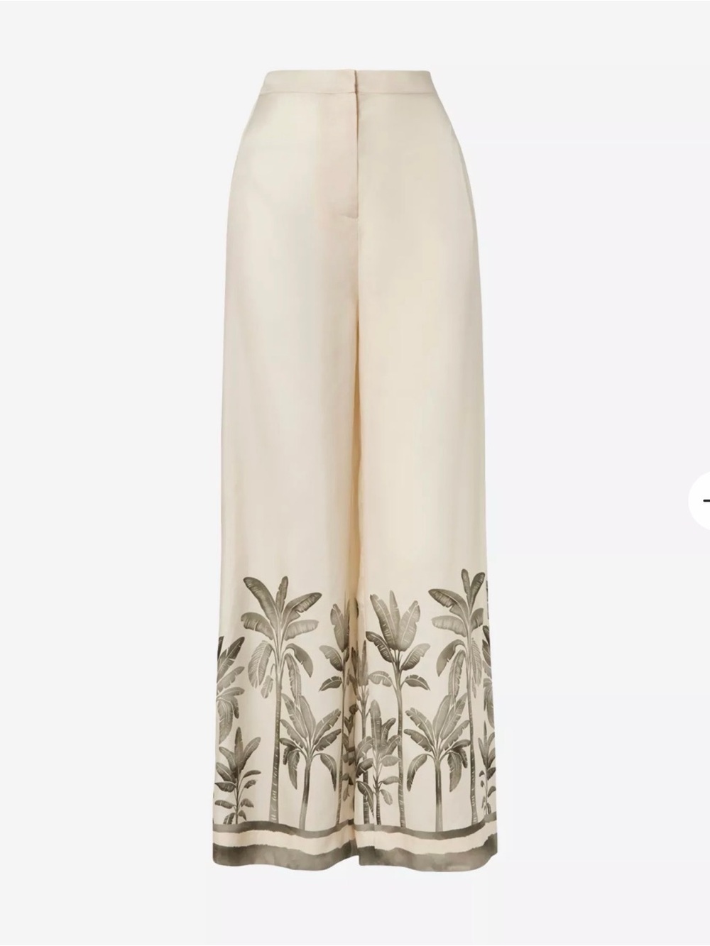 By Malina Cream Wide-Leg Palm Border resortwear Trousers NWT